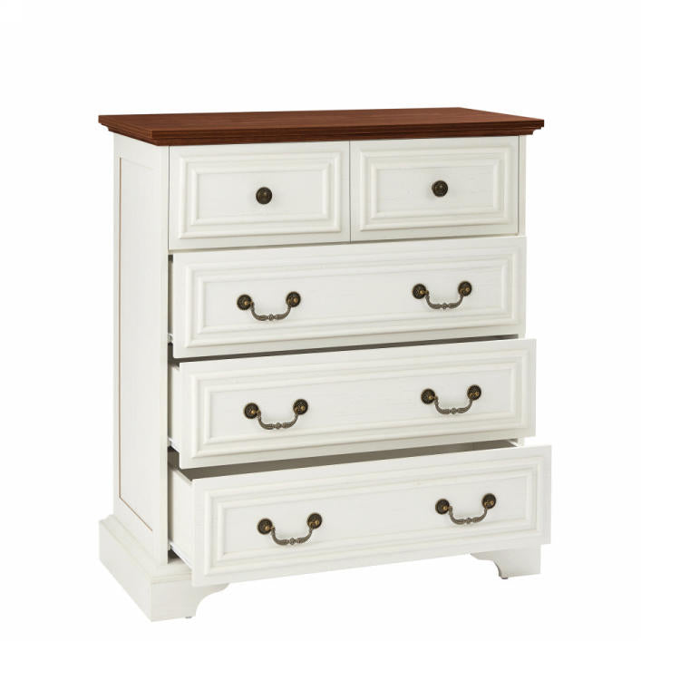 Modern White 5 Drawer Dresser For Bedroom Ample Storage Wide Chest Of Drawers, Sturdy & Safe