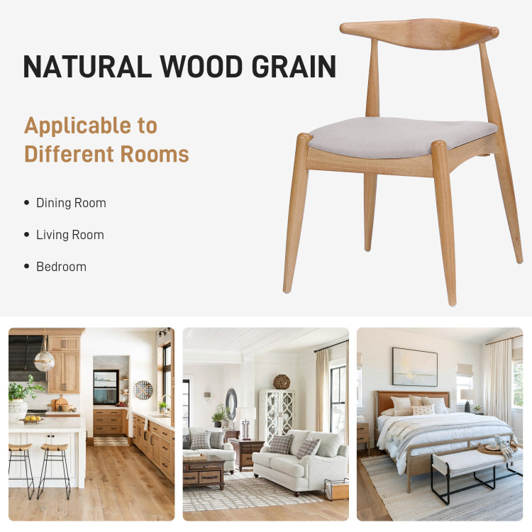 Set Of 2 Rubberwood Dining Chairs With Ergonomic Backrest & Comfort Cushions, Natural Beige Same Sku: 59296.00Fbei