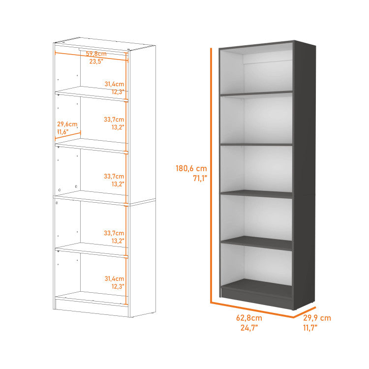 Sutton 4 Shelves Bookcase With Modern Storage Shelves