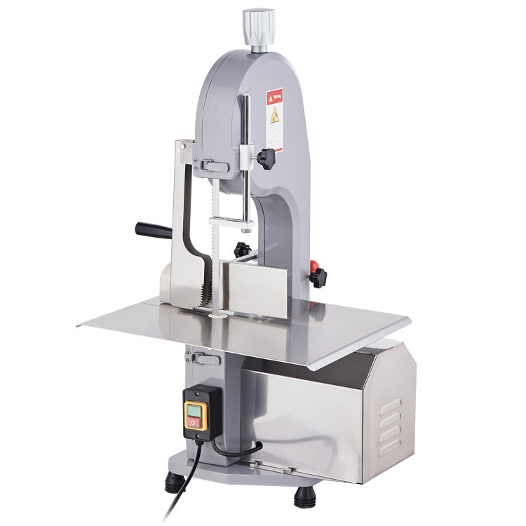 Commercial Electric Meat Bandsaw, 1500W Stainless Steel Countertop Bone Sawing Machine, Workbeach 19.3" X 15", 0.16 7.9 Inch Cutting Thickness, Frozen Meat Cutter With 6 Blades For Rib Pork Beef
