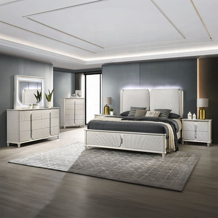 Pearl White Finish Luxury Glam Nightstand Of 2 Drawers Wooden Bedroom Furniture 1Pc