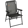 Outsunny Patio Folding Chair, Outdoor Bungee Sling Chair W Armrests, Portable Lawn Chair For Camping, Garden, Pool, Beach, Backyard, Gray