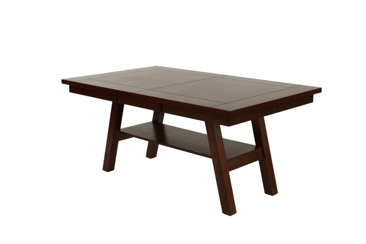 Dining Table Rectangle Dining Table W Shelve 1Pc Table Only Rubber Wood Dark Walnut Finish Dining Room Furniture