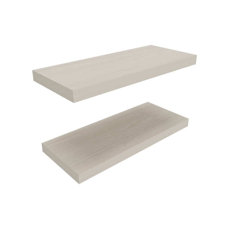 Floating Shelves, White Washed Oak, 2 Shelves, 1.50" H