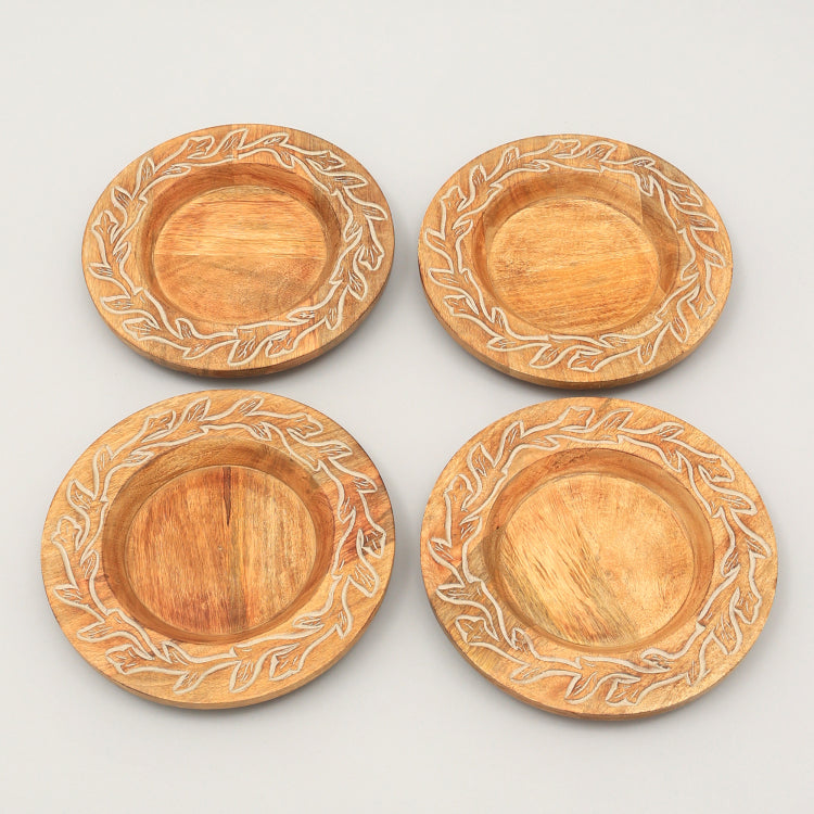 Handcrafted 13" Wood Charger Plate Wooden Dinning Placemat Artisan Wood Tableware