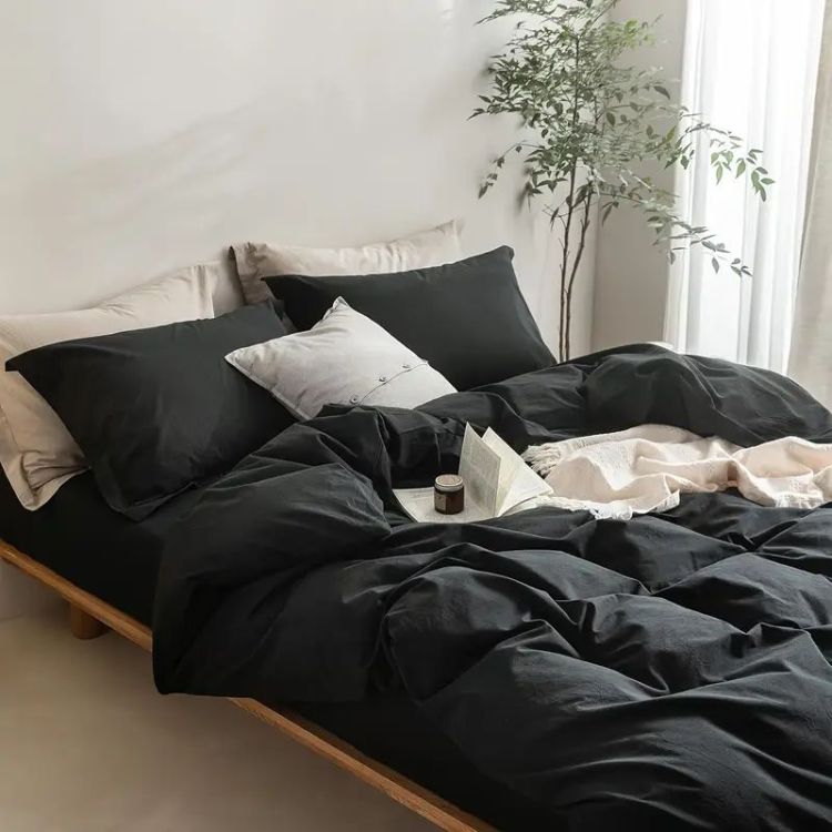 Serta Simply Clean Solid Duvet Cover Black King