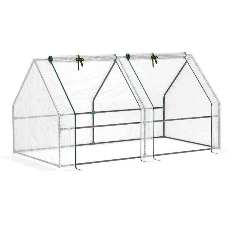 Outsunny 6' X 3' X 3' Portable Mini Greenhouse Outdoor Garden With Large Zipper Doors And Water Uv Pe Cover, White