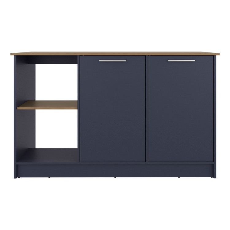 Demon Kitchen Island With Storage Cabinet And Open Shelves