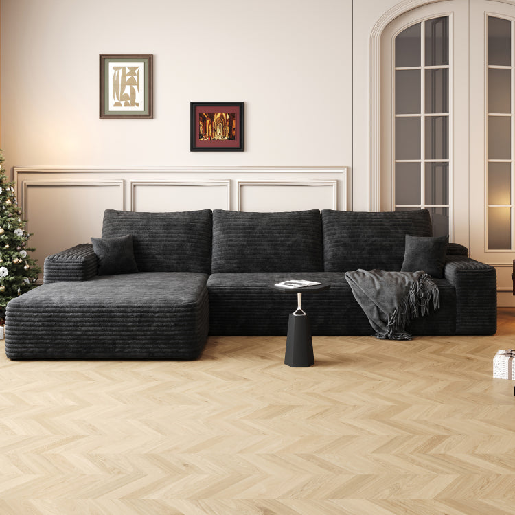 107" Cloud Sectional Couch With L Shape Chaise,Modern Modular Sofa With Deep Seat, Upholstered Couches For Living Room Bedroom,No Assembly Required Plush Corduroy Fabric