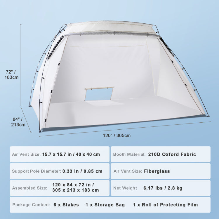 Portable Paint Booth, Larger Spray Paint Tent With Built In Floor & Mesh Screen, Painting Tent Station For Furniture Diy Hobby Tool, 10X7X6Ft Spray Paint Shelter