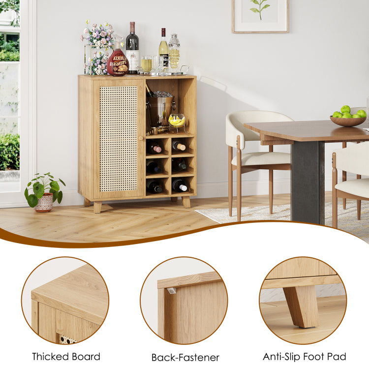 Sideboard Cabinet With Storage, 34 Inch Wine Bar Cabinet With Wine Racks, Buffet Cabinets For Home, Living Room