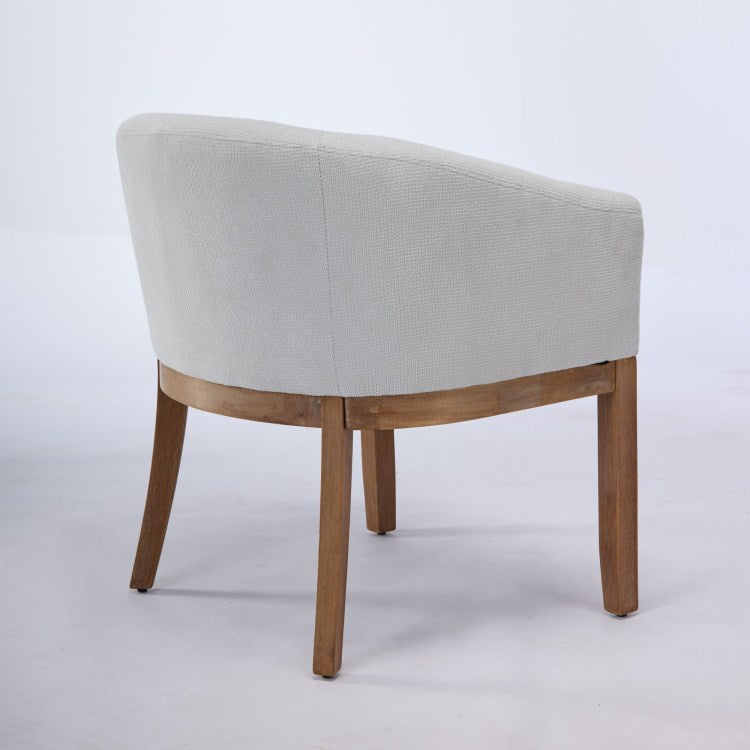 Mid Century Modern Upholstered Barrel Dining Chairs With Arms,Farmhouse Linen Kitchen & Dining Room Chairs With Natural Hardwood Frame, 19" W Accent Chairs For Living Room,Single Pack,Beige,Sw1891Bg