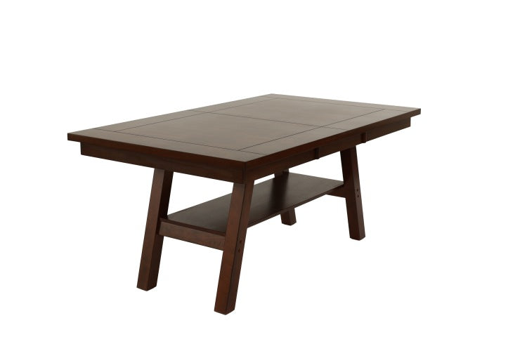 Dining Table Rectangle Dining Table W Shelve 1Pc Table Only Rubber Wood Dark Walnut Finish Dining Room Furniture