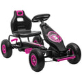 Aosom Kids Pedal Go Kart Ride On Toy With Ergonomic Comfort, Pedal Car With Tough, Wear Resistant Tread, Go Cart Kids Car For Boys & Girls With Suspension System, Safety Hand Brake, Ages 5 12, Pink