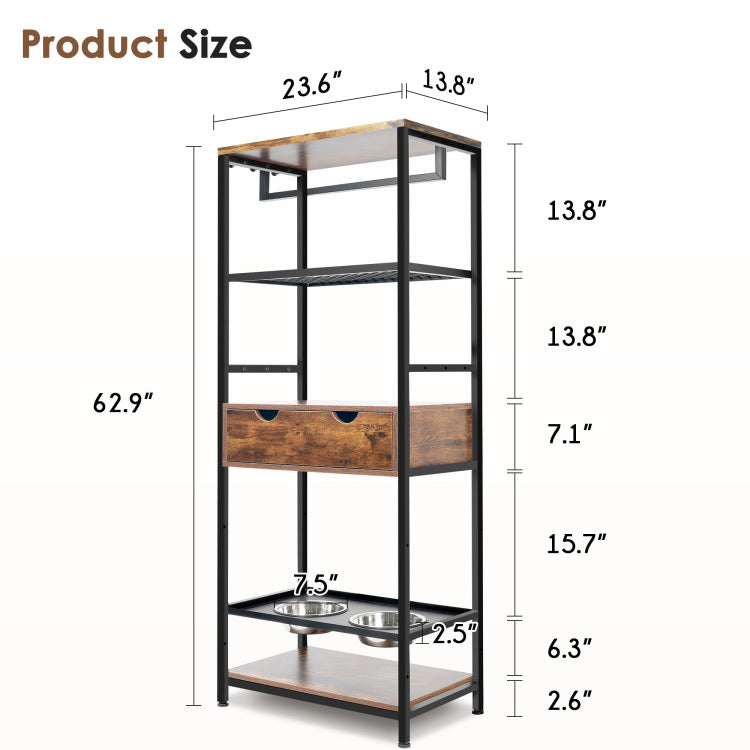 Dog Feeding Station,3 Height Adjustable Raised Dog Bowls, Dog Feeder Station For Large Medium Dogs Cats, Dog Storage With Shelves