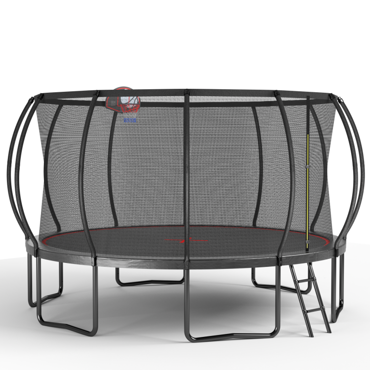 Yc 14Ft Trampoline Pumpkin Black Red Fframe Height 90Cm