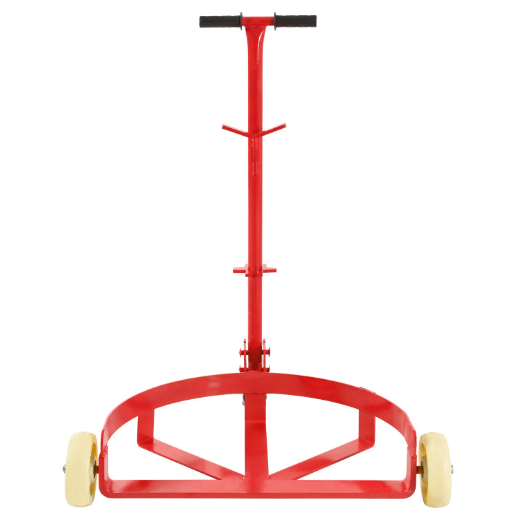 55 Gallon Drum Dolly, 1200Lbs Capacity, With 2 Fixed Pu Wheels And 1 Swivel Wheel Low Profile Steel Oil Drum Caddy Oil Barrel Drum Roller Hand Cart Red