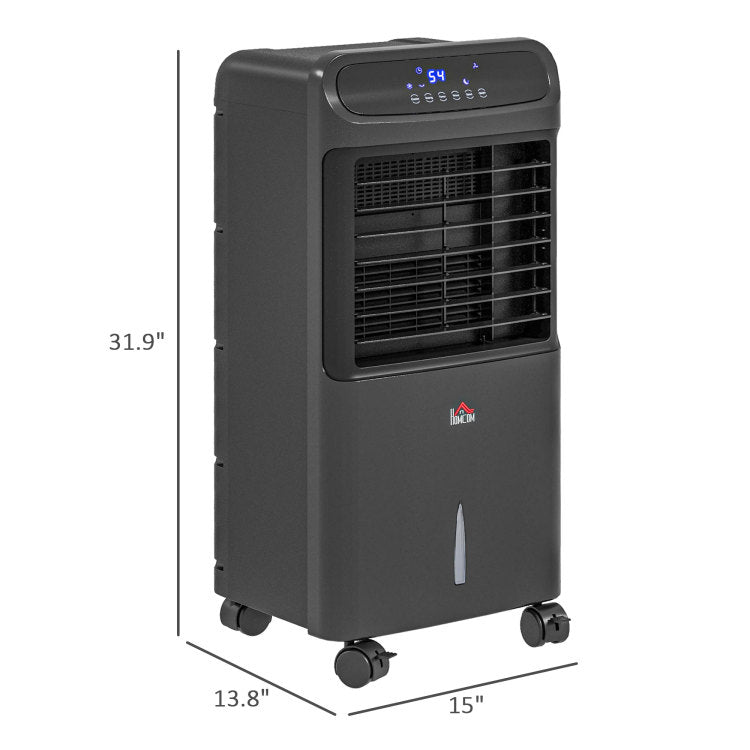 Homcom 32" Evaporative Air Cooler With 3.2 Gal Water Tank, 60 Oscillating, 3 In 1 Ice Cooling Fan, Portable Swamp Cooler With Humidifier For Home Office, 3 Modes, 3 Speeds, 12H Timer, Remote, Black
