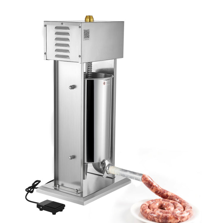 Electric Sausage Stuffer, 33 Lbs 15 L Vertical Meat Stuffer, Stepless Speed Control And Foot Pedal, Stainless Steel Heavy Duty Sausage Filler With 4 Stuffing Tubes, For Commercial & Home Use