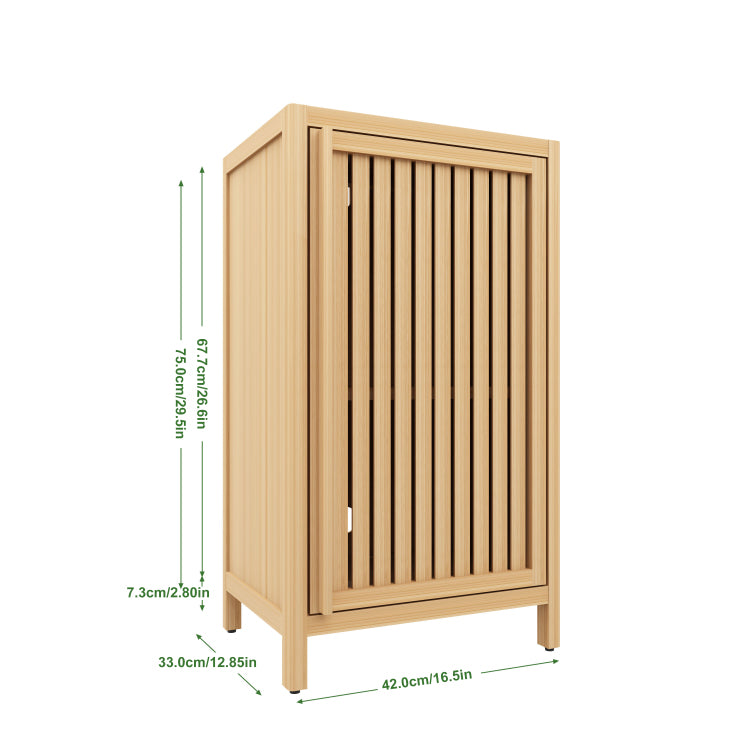 Bathroom Bamboo Storage Cabinet, Freestanding Floor Cabinet With Door And Shelf For Bathroom, Living Room, Bedroom, Hallway, Kitchen
