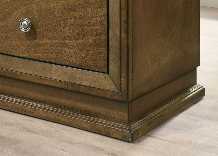 Walnut 1Pc Nightstand Bedroom Rubberwood Bedside Table Bronze Metal Knob Furniture