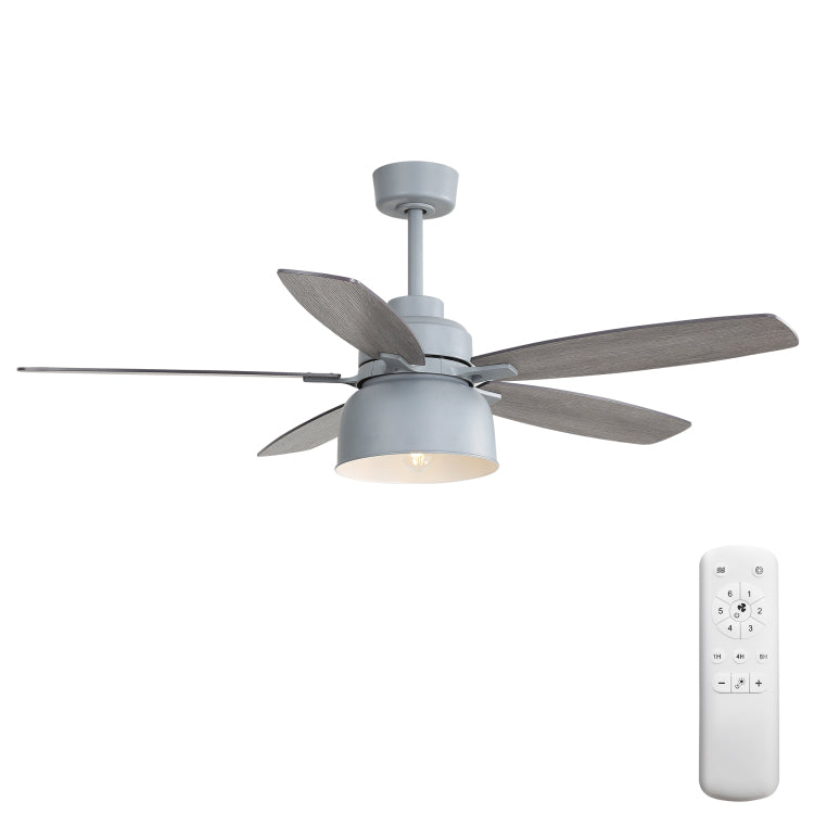 52 Inch Premium Cement Gray ,E26 Bulb Included,Remote Control,Dc Motor,5 Plywood Blades