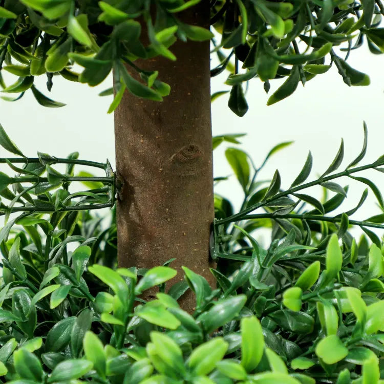 2 Pcs Set. Artificial Ball Boxwood Topiary Trees, Fake Plants In Pot