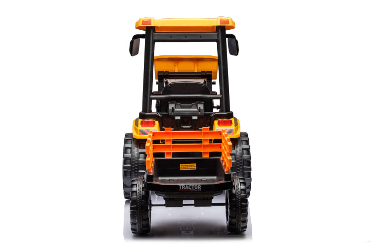 24V Kids Ride On Tractors With Parent Remote Control, Pedal Tractors With Working Loader And Backhoe Digger, Kids' Ride On Car Toys 24V Battery Powered Electric Vehicles With Trailer, Digger Yellow
