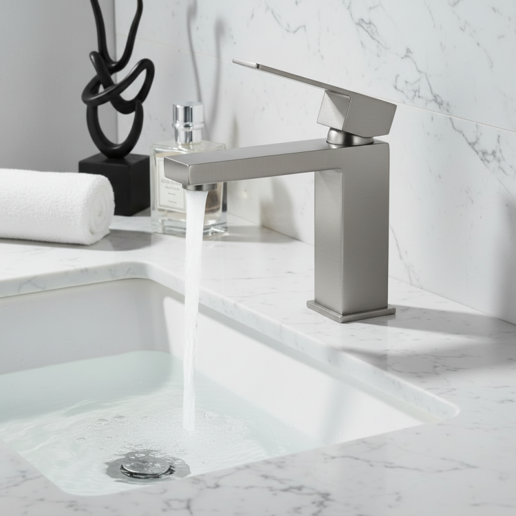 Single Handle Bathroom Faucet Lavatory Faucet Stainless Steel Single Hole T20, Brushed Nickel