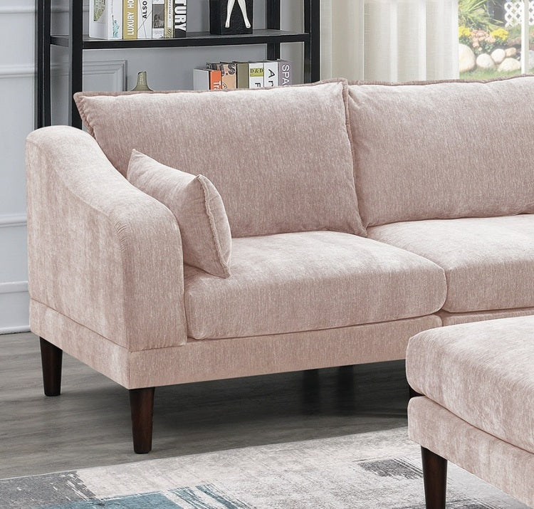 Beautiful Blush Pink Laf Raf One Arm Chair Morgan Fabric 1Pc Chair Pillow Soft Cushion Wood Legs Living Room Furniture