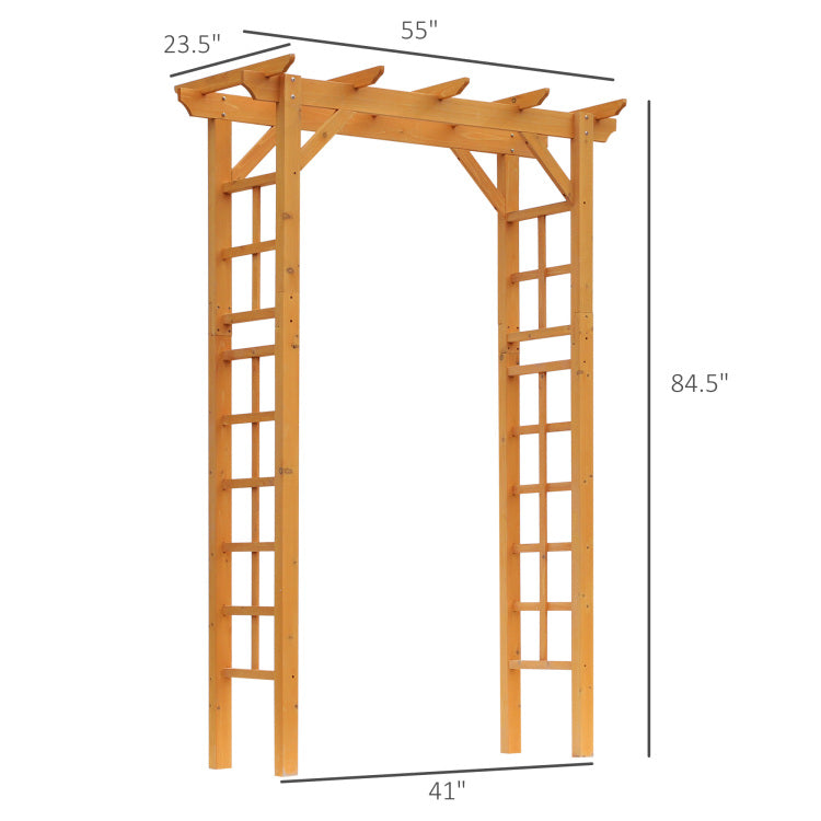 Outsunny 85" Wooden Garden Arbor For Wedding And Ceremony, Outdoor Garden Arch Trellis For Climbing Vines Orange