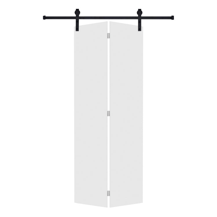 Modern Flat Panel Bi Fold Door 84 In. X 84 In. Mdf White Barn Sliding Door With Hardware Kit