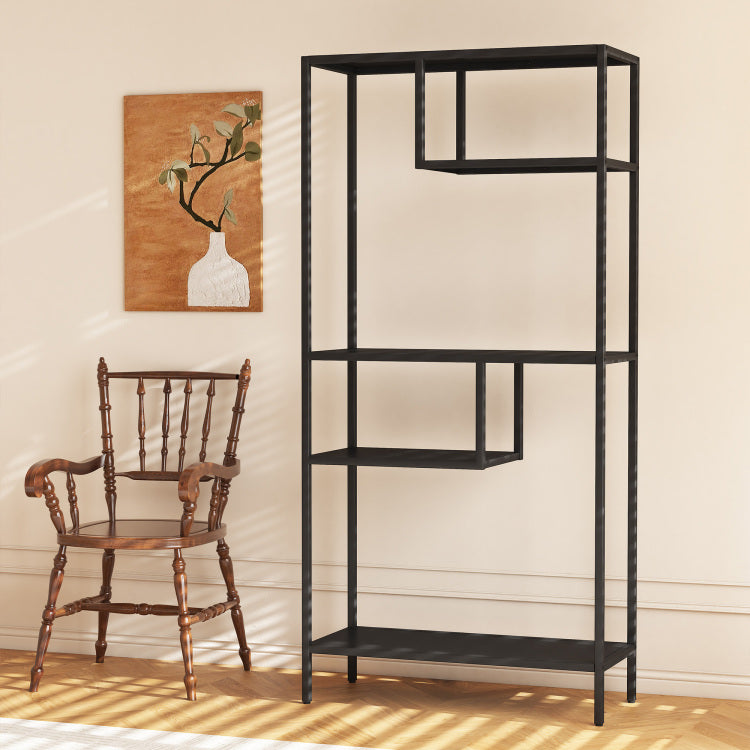 Modern Storage Shelf With 4 Compartments & Metal Legs, Freestanding Organizer,Book Shelves Display Shelves For Living Room, Bedroom, Home Office
