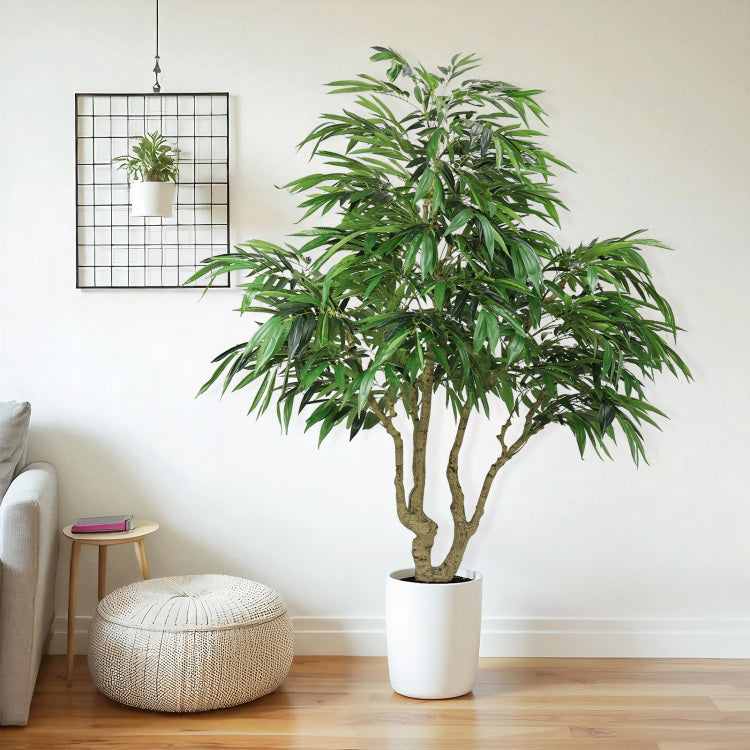 7Ft Artificial Willow Tree, Indoor Faux Slik Greenery Plant For Home, Apartment, Or Office Decoration, 1Pc Set