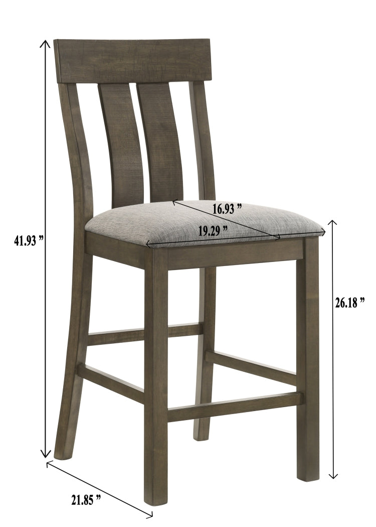 5Pc Counter Height Dining Set Beautifully Crafted Dining Table Robust Trestle Base Upholstered Chair Rich Wood Finish Natural Charm Dining Room Furniture Rustic Brown