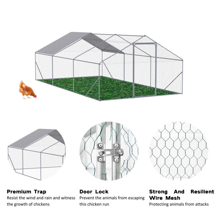 Xpt035 Outdoor Chicken Coop Metal Big Space 20*10*6Ft 3 Unit For Outdoor Farm Use
