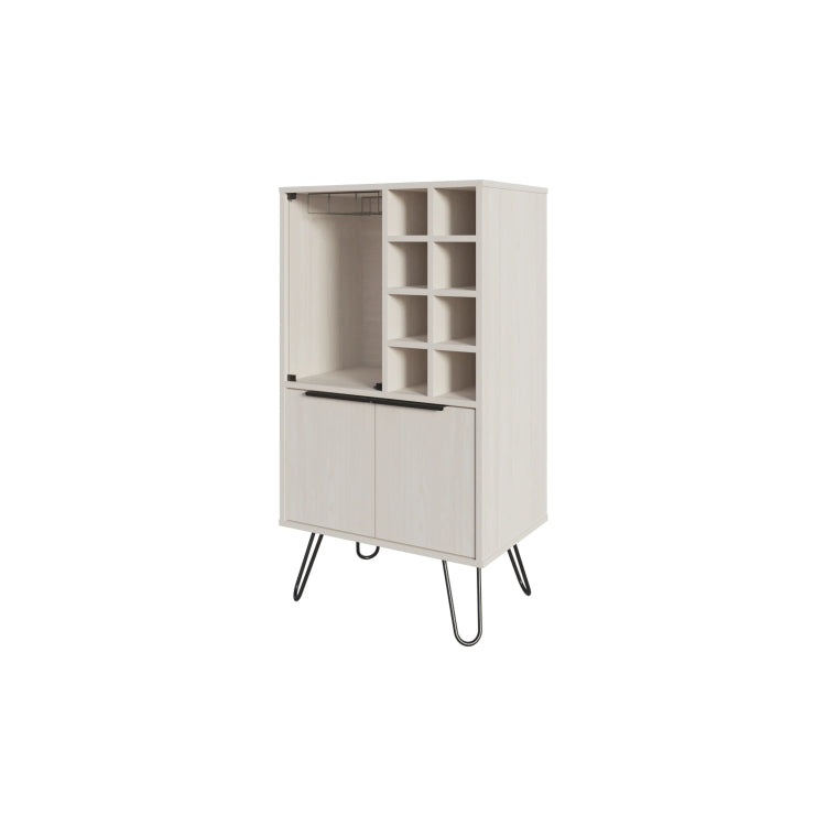 White Bar Cabinet With Glass Rack And Wine Storage