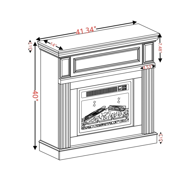 Only Mantel Not Included 23" Fireplace Cherry,41.34"W*14"D*40"H