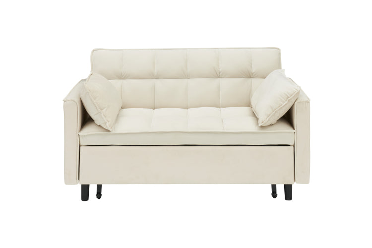 Modern Velvet Sofa, Sofa Pull Out Bed, Small Beautiful Seat Casual Sofa With Back, With Pillow, Pockets, Living Room Furniture, 3 In 1 Convertible Sleep Sofa Bed