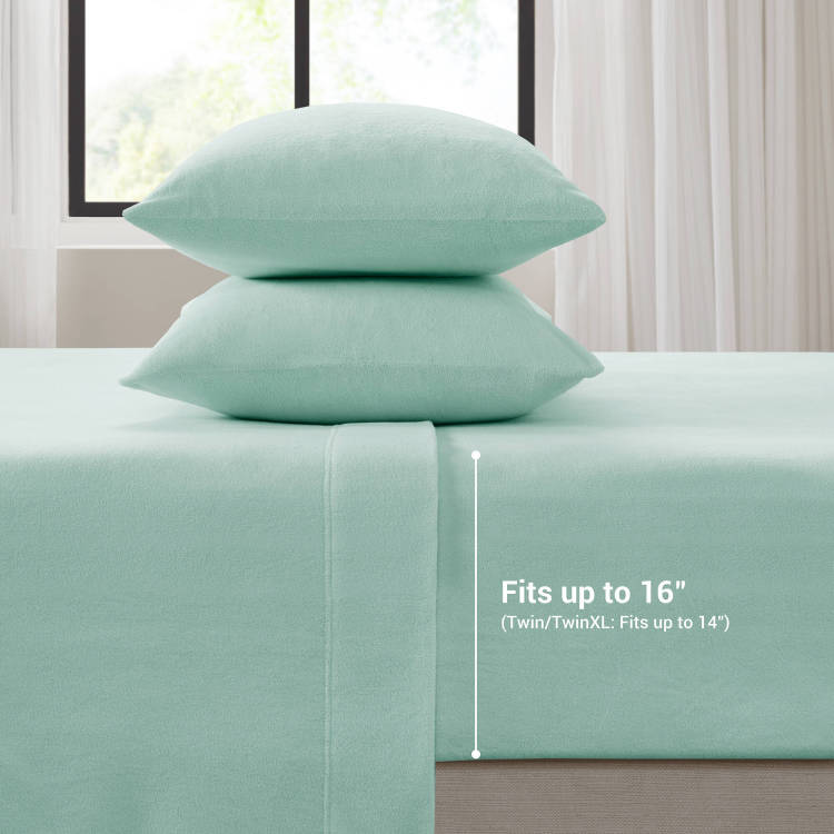 4 Pcs Queen Sheet Set Aqua
