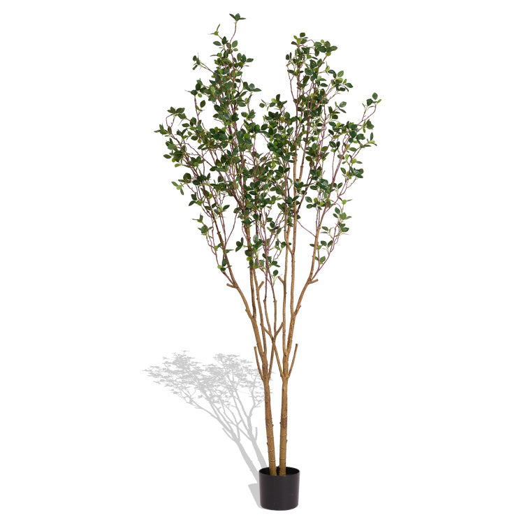 5.2Ft Artificial Tree Graceful Evergreen Faux Plant With Lifelike Natural Look Leaves And Sturdy Pot Ideal For Enhancing Indoor Home Decor Office Bedroom Or Hallway Decoration 1Pc Set
