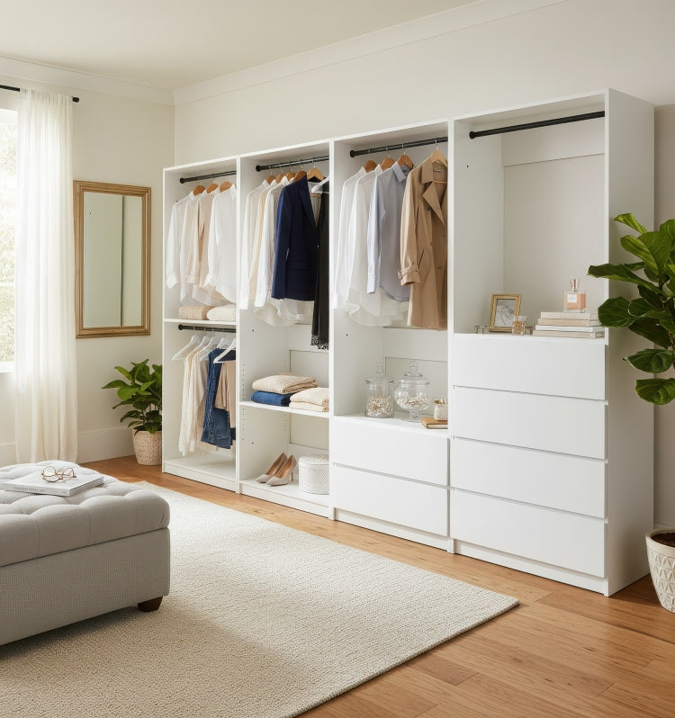 Prosper White Freestanding Walk In Wood Closet System