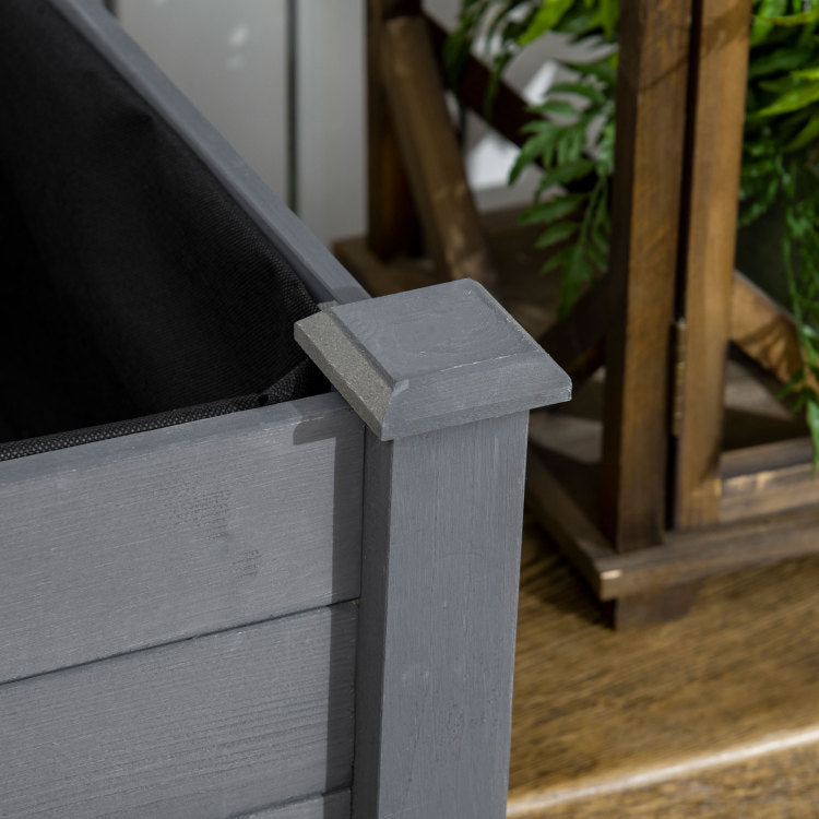 Outsunny Raised Garden Bed With Legs, 34" X 18" X 30", Elevated Wooden Planter Box, Self Draining With Bed Liner For Vegetables, Herbs, And Flowers Backyard, Patio, Balcony Use, Dark Gray