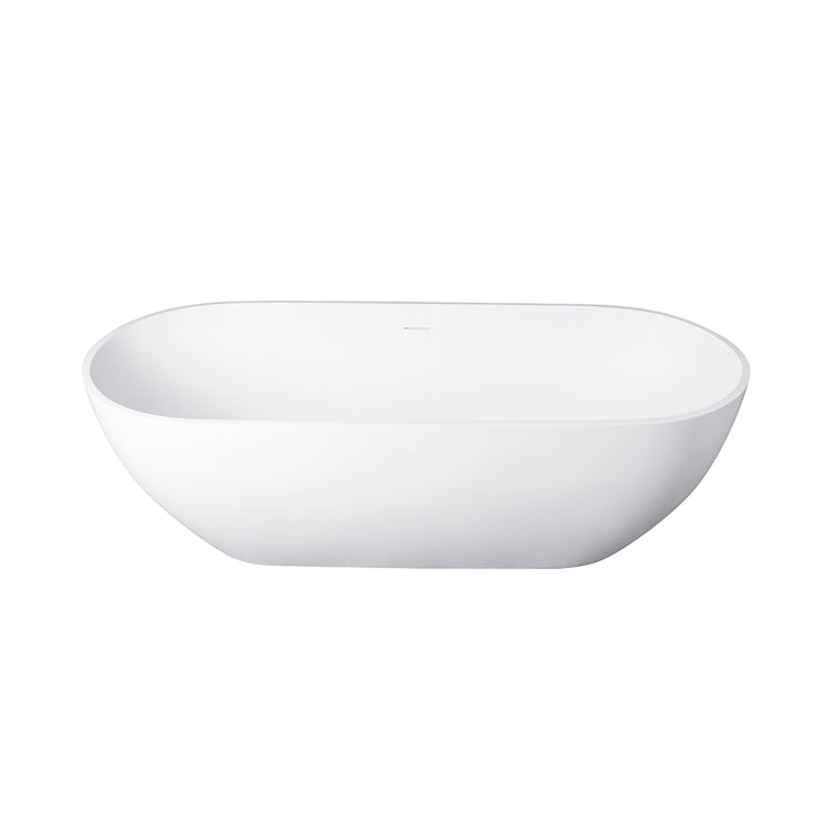 69 Inch Solid Surface Soaking Bathtub Deep Soak Freestanding Tub