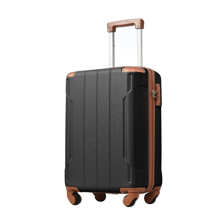 Hardshell Luggage, Lightweight Durable Abs Suitcase With Double Spinner Wheels, Tsa Lock, 20 Inch Travel Carry On Luggage Black Brown