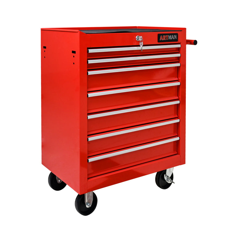 7 Drawers Multifunctional Tool Cart With Wheels Red