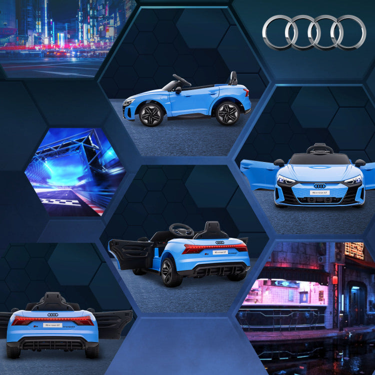 Aosom Kids Ride On Car, 12V Licensed Audi Rs E Tron Gt 3.1 Mph Electric Car For Kids, Ride On Toy For Boys And Girls With Remote Control, 4 Wheels With Suspension, Horn, Music, Lights, Blue