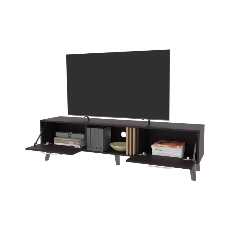 Wengue Tv Stand With 2 Doors And Open Storage