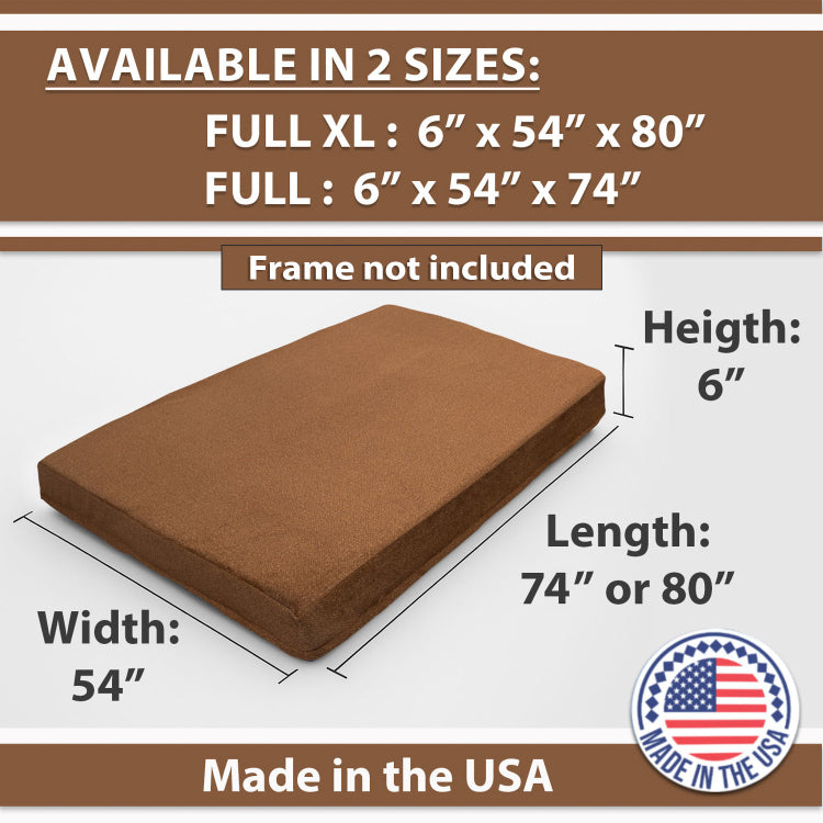 Memory Foam Infused Futon Mattress Full Size Washable Removable Cover, Heavy Duty Zipper, Thick Foldable Sofa Bed Cushion For Guest Room, Apartment, Dorm Frame Not Included