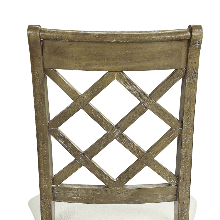 Karsen Beige Linen & Rustic Oak Finish Side Chair Set Of 2